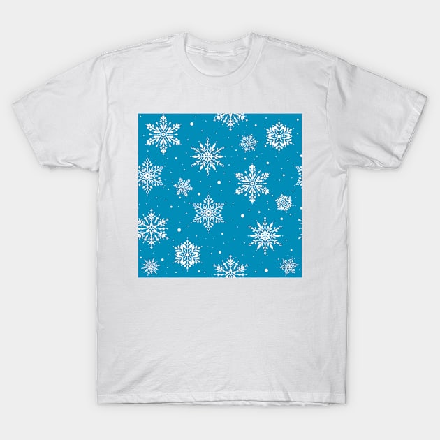 Christmas Folk Snowflakes2 Ice Blue T-Shirt by SSSowers